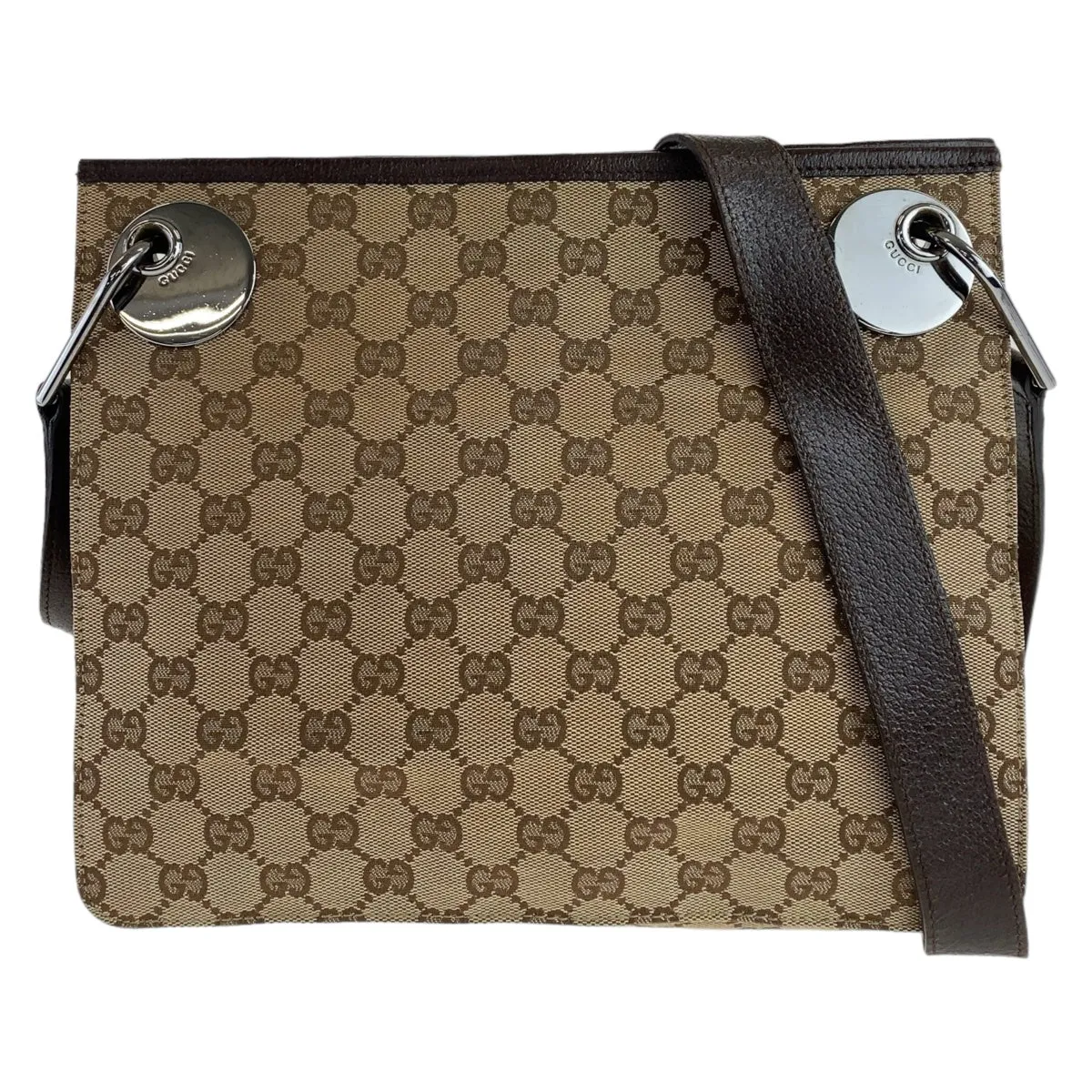 GUCCI Shoulder Bag 120841 GG canvas, leather Beige Brown SilverMetal Crossbody Shoulder Bag Messenger Bag GG pattern Women Used
