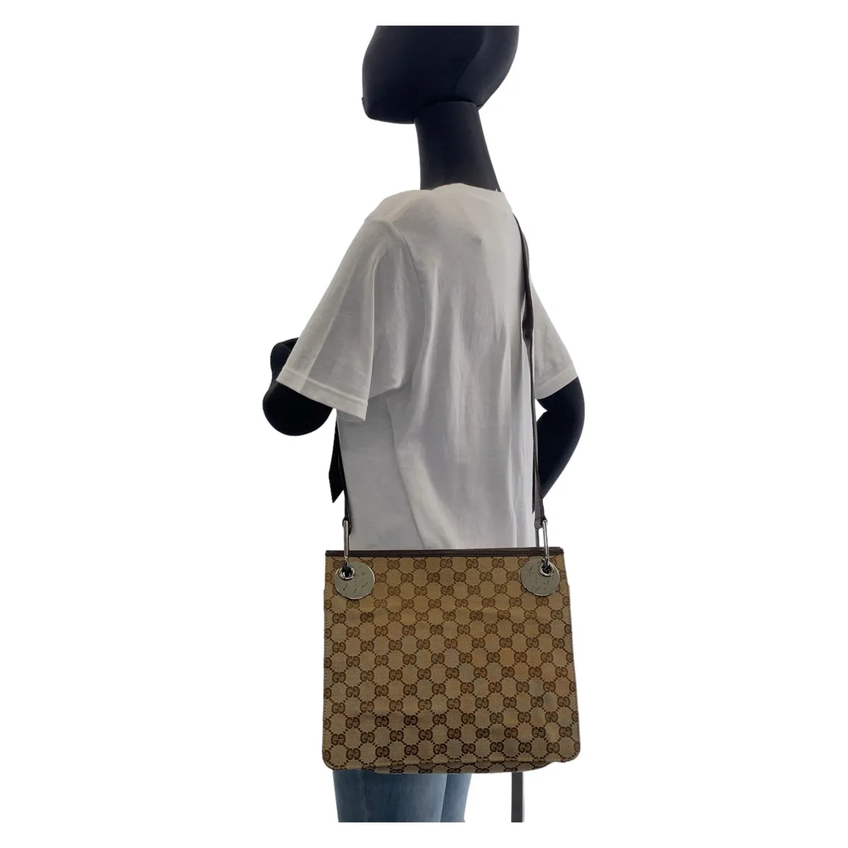 GUCCI Shoulder Bag 120841 GG canvas, leather Beige Brown SilverMetal Crossbody Shoulder Bag Messenger Bag GG pattern Women Used
