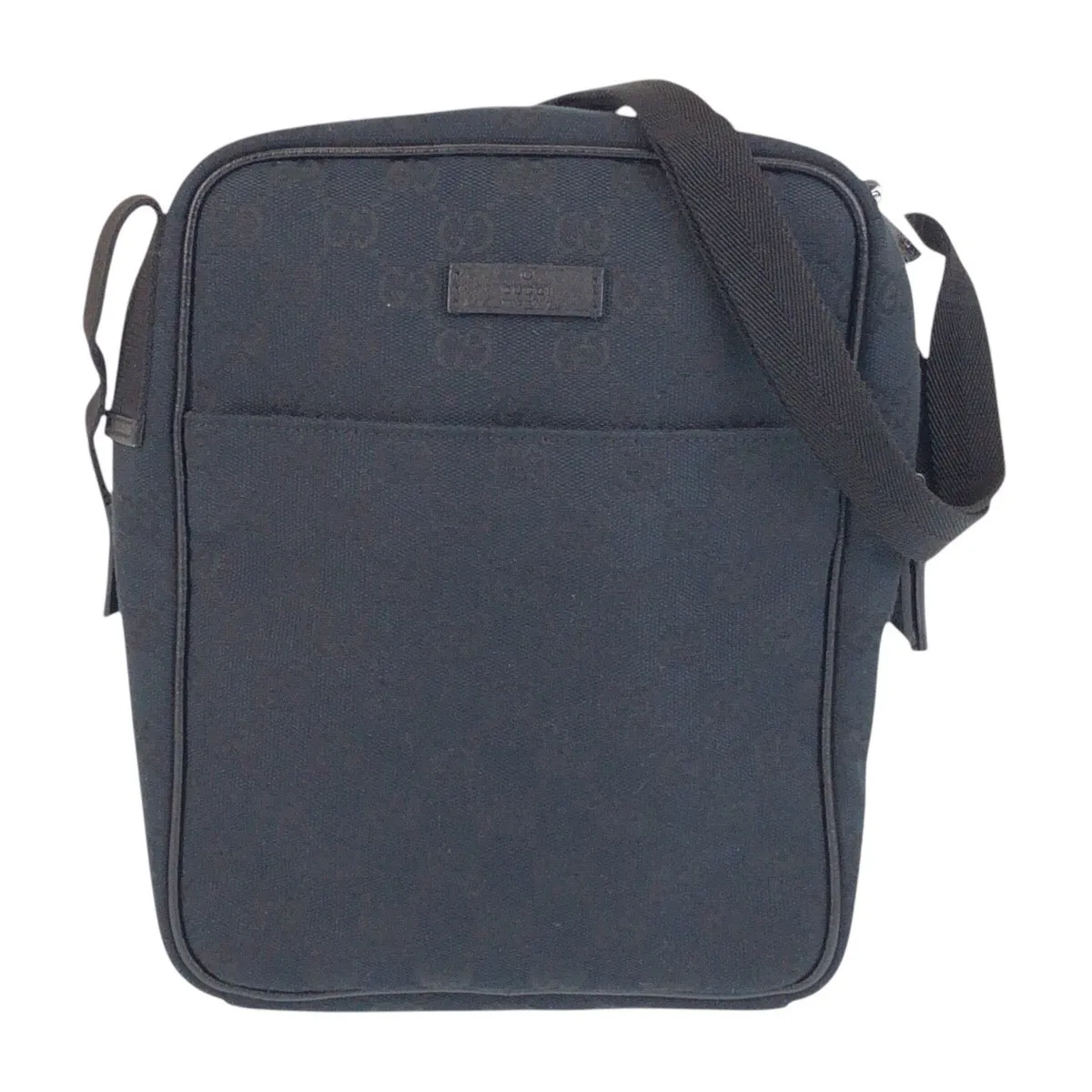 GUCCI Shoulder Bag 122759 GG canvas Black SilverMetal Crossbody Shoulder Bag Unisex Women Used