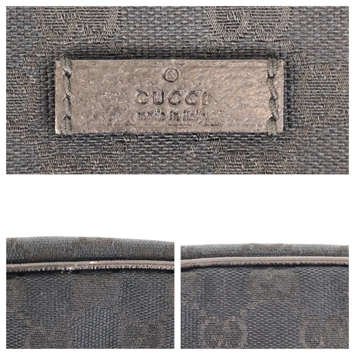 GUCCI Shoulder Bag 122759 GG canvas Black SilverMetal Crossbody Shoulder Bag Unisex Women Used