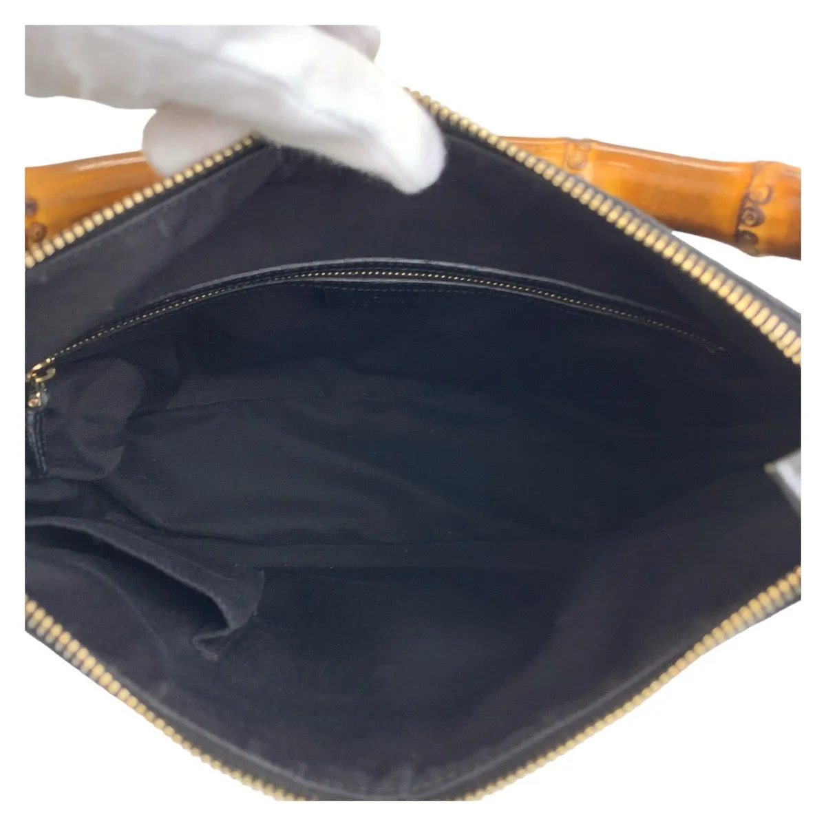 GUCCI Shoulder Bag 137379 GG canvas, leather Black GoldMetal Shoulder Bag handbag Bamboo GG pattern Women Used