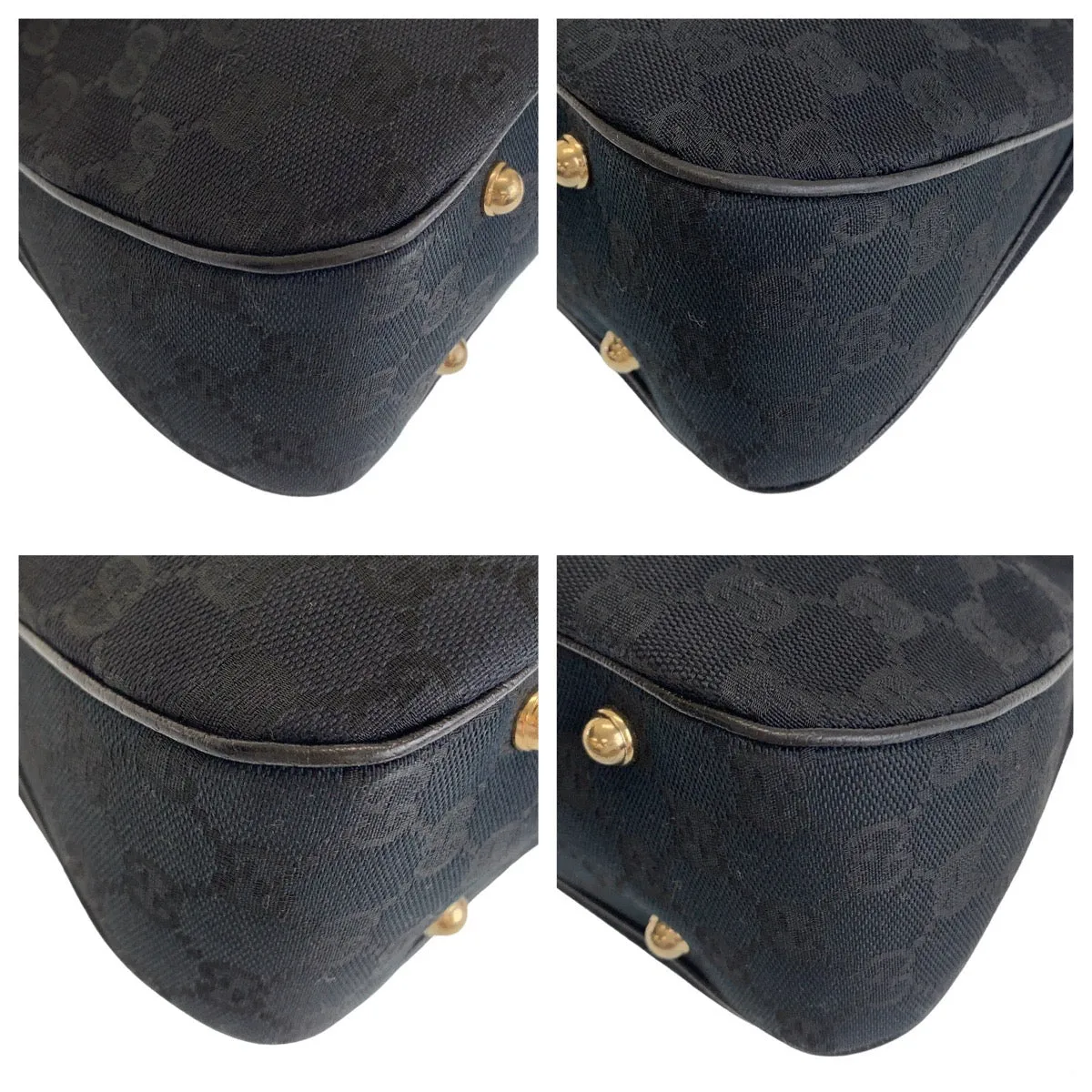 GUCCI Shoulder Bag 137379 GG canvas, leather Black GoldMetal Shoulder Bag handbag Bamboo GG pattern Women Used