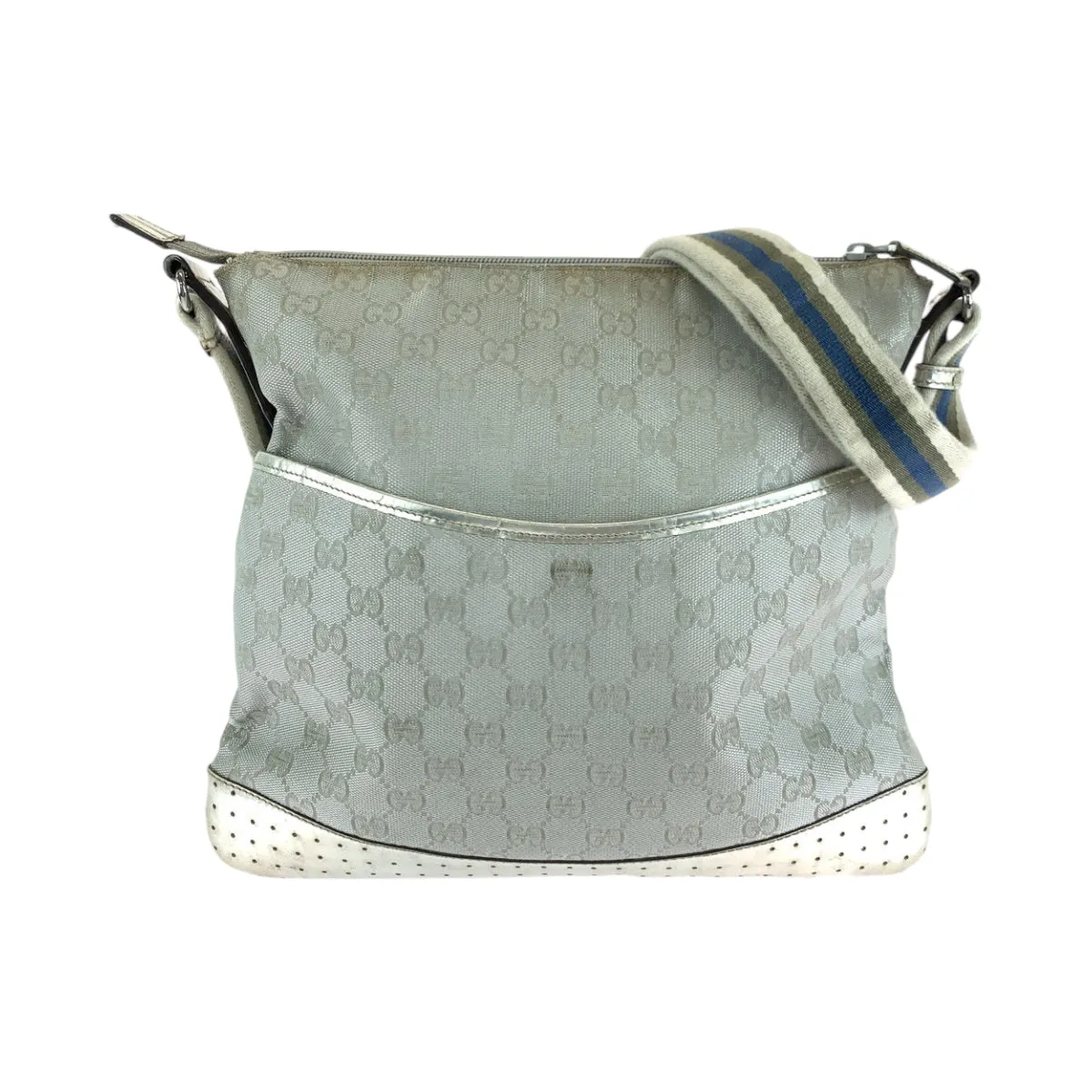 GUCCI Shoulder Bag 145857 GG canvas, enamel Silver SilverMetal Shoulder Bag pochette Women Used