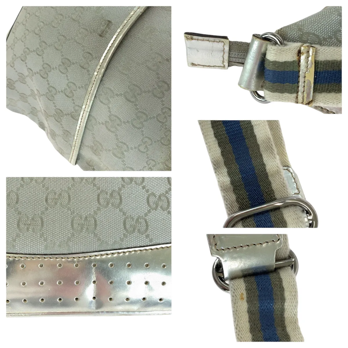GUCCI Shoulder Bag 145857 GG canvas, enamel Silver SilverMetal Shoulder Bag pochette Women Used