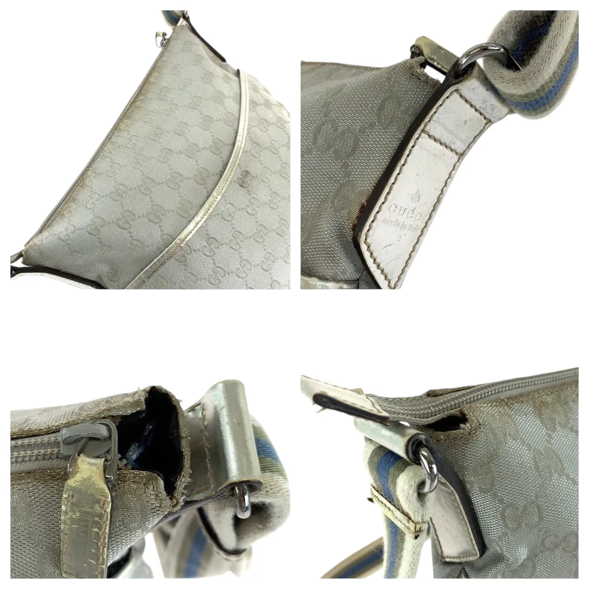 GUCCI Shoulder Bag 145857 GG canvas, enamel Silver SilverMetal Shoulder Bag pochette Women Used