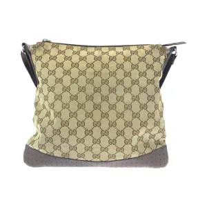 GUCCI Shoulder Bag 145857 GG canvas, leather Brown Beige Gold Metal Shoulder Bag Messenger bag Women Used