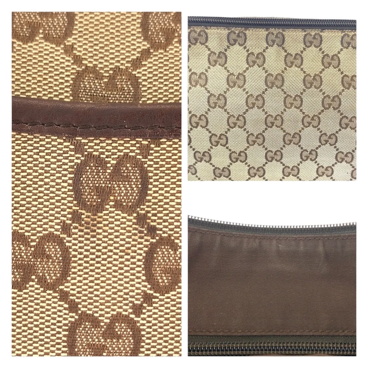 GUCCI Shoulder Bag 145857 GG canvas, leather Brown Beige Gold Metal Shoulder Bag Messenger bag Women Used