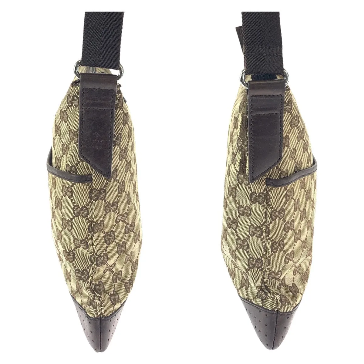 GUCCI Shoulder Bag 145857 GG canvas, leather Brown Beige Gold Metal Shoulder Bag Messenger bag Women Used