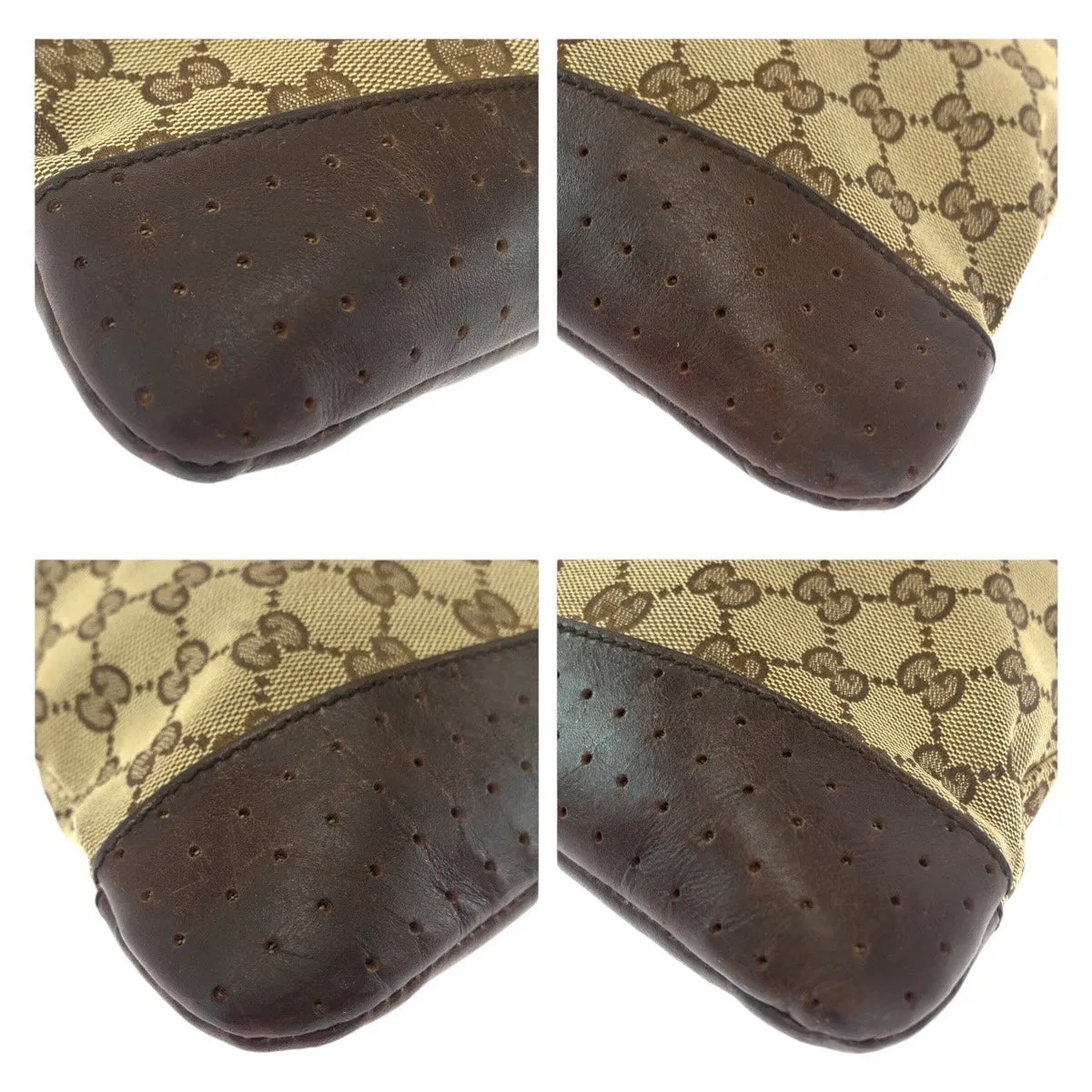GUCCI Shoulder Bag 145857 GG canvas, leather Brown Beige Gold Metal Shoulder Bag Messenger bag Women Used