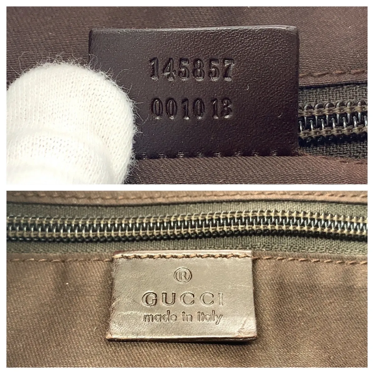 GUCCI Shoulder Bag 145857 GG canvas, leather Brown Beige Gold Metal Shoulder Bag Messenger bag Women Used