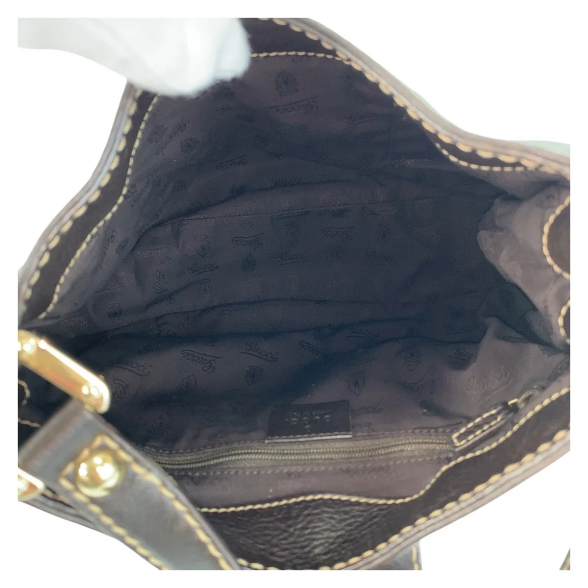 GUCCI Shoulder Bag 233608 leather Brown Gold Metal Guccisima Women Used