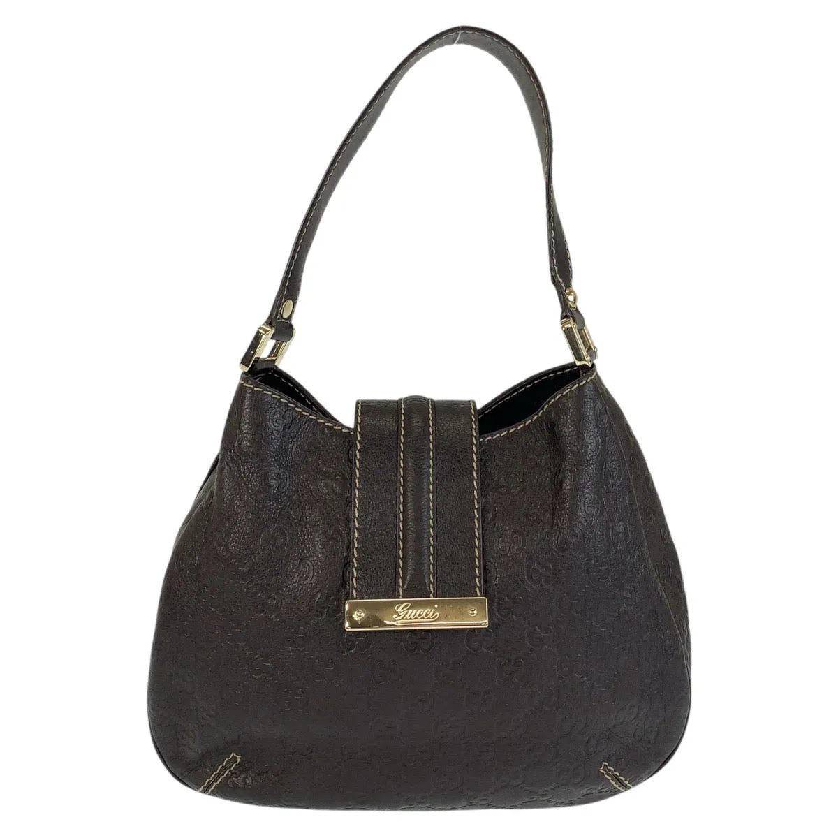 GUCCI Shoulder Bag 233608 leather Brown Gold Metal Guccisima Women Used
