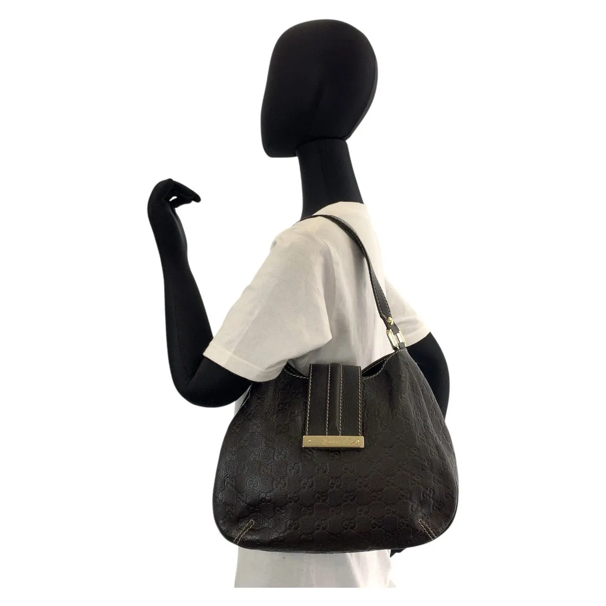 GUCCI Shoulder Bag 233608 leather Brown Gold Metal Guccisima Women Used