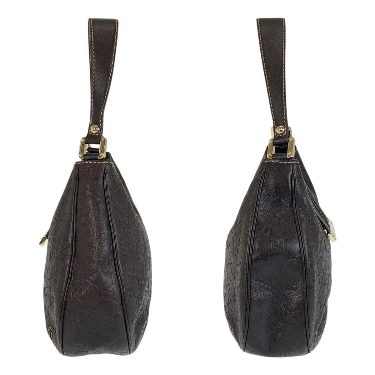 GUCCI Shoulder Bag 233608 leather Brown Gold Metal Guccisima Women Used