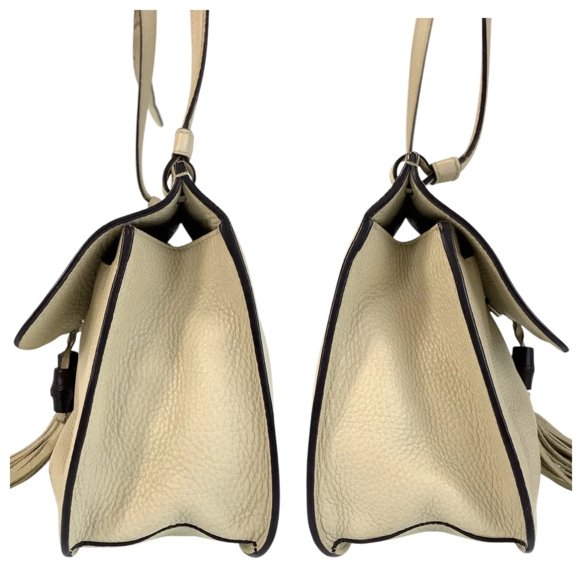 GUCCI Shoulder Bag 370826 leather Ivory Bamboo Daily Flap