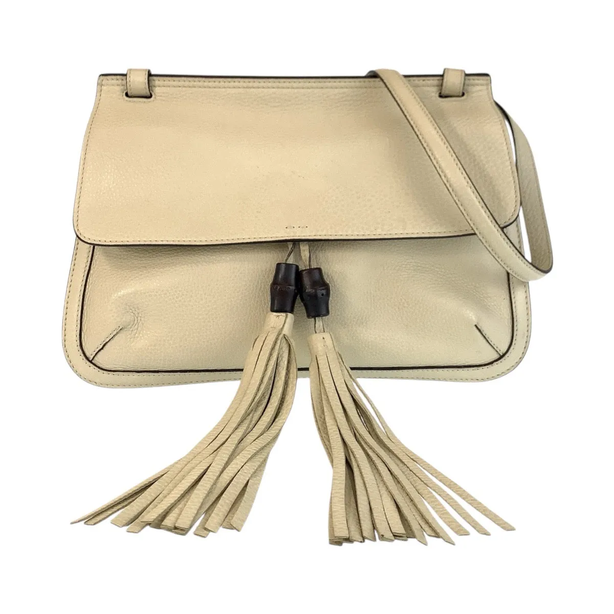 GUCCI Shoulder Bag 370826 leather Ivory Bamboo Daily Flap