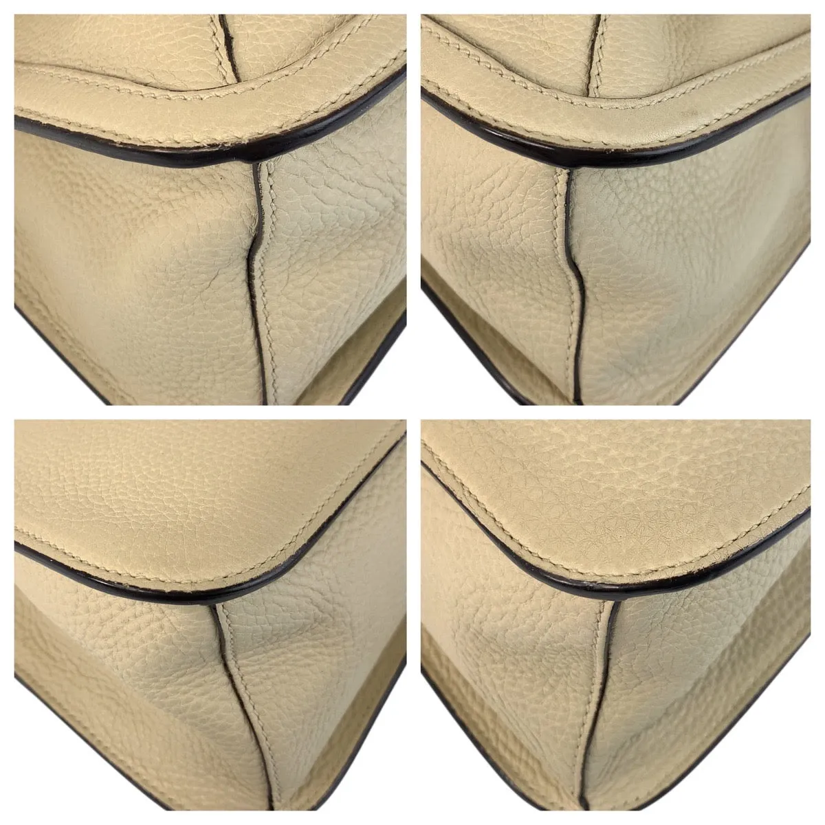 GUCCI Shoulder Bag 370826 leather Ivory Bamboo Daily Flap