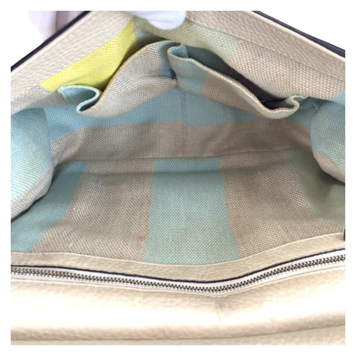 GUCCI Shoulder Bag 370826 leather Ivory Bamboo Daily Flap