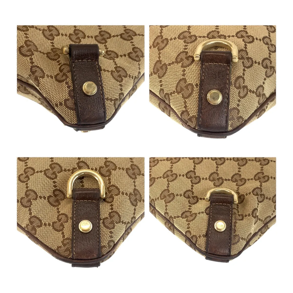 GUCCI Shoulder Bag GG canvas, leather Beige Brown Gold Metal Crossbody Shoulder Bag Pochette Abbey Women Used