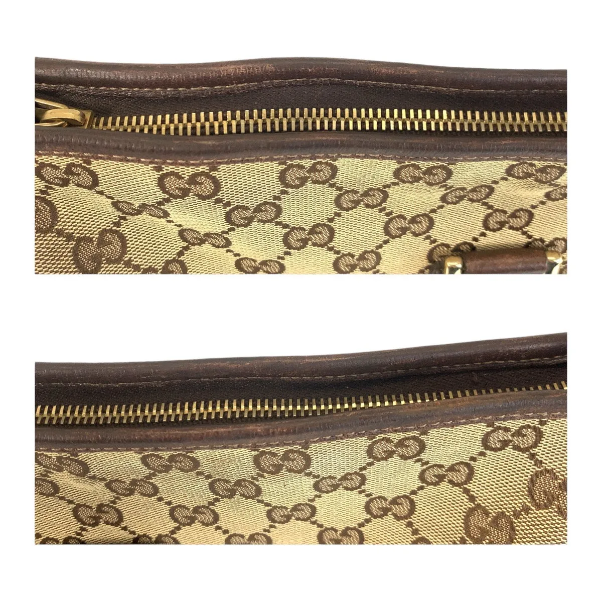 GUCCI Shoulder Bag GG canvas, leather Beige Brown Gold Metal Crossbody Shoulder Bag Pochette Abbey Women Used