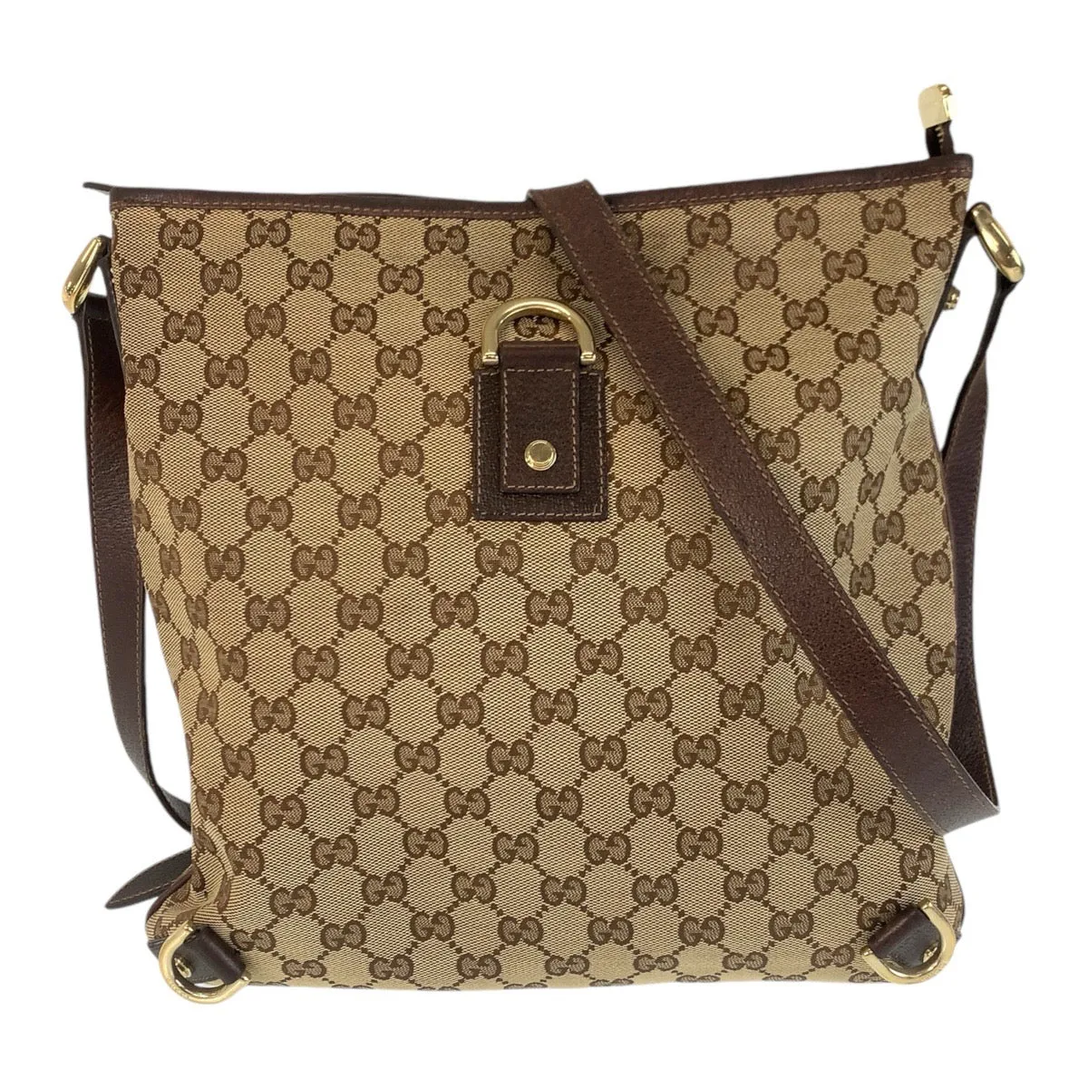 GUCCI Shoulder Bag GG canvas, leather Beige Brown Gold Metal Crossbody Shoulder Bag Pochette Abbey Women Used