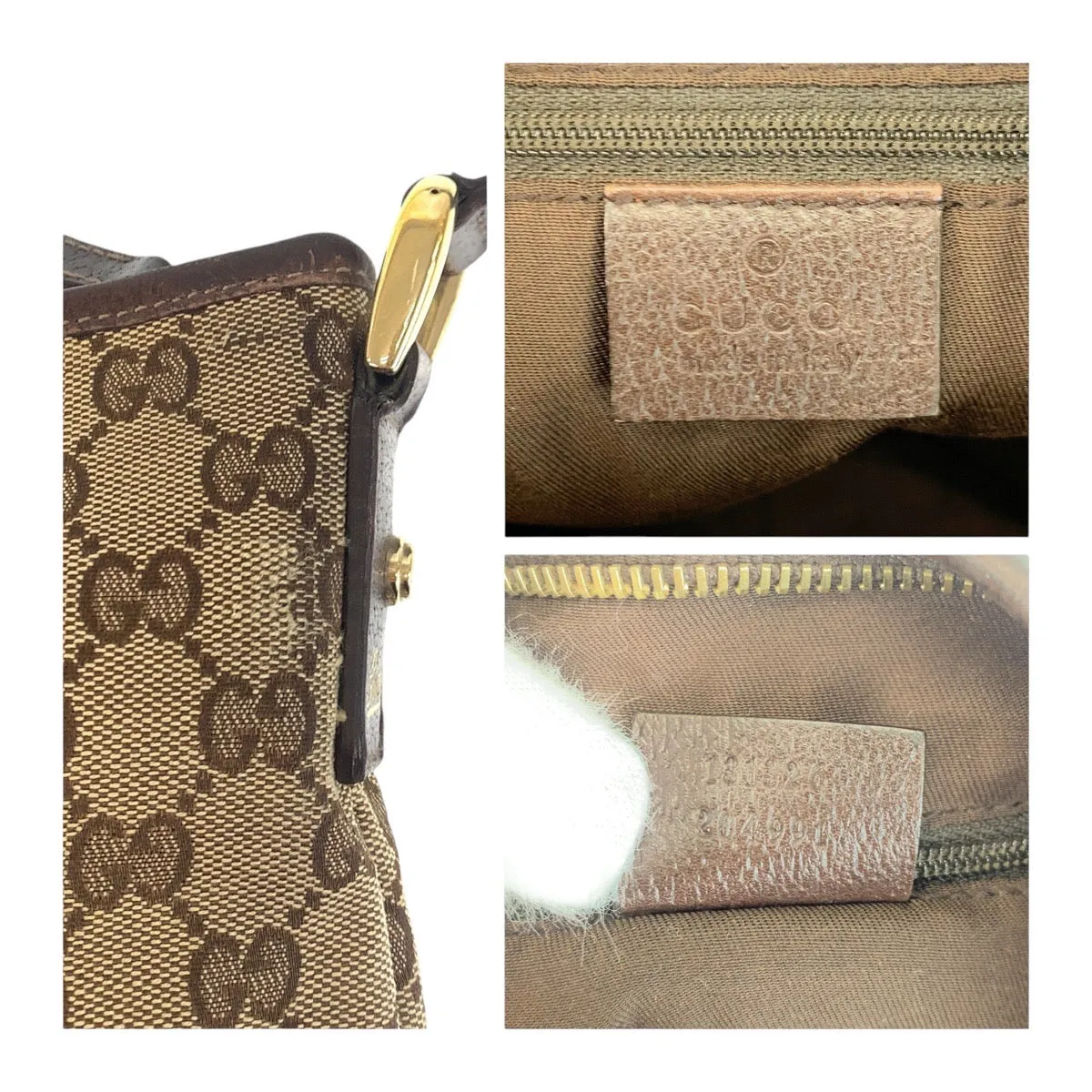GUCCI Shoulder Bag GG canvas, leather Beige Brown Gold Metal Crossbody Shoulder Bag Pochette Abbey Women Used