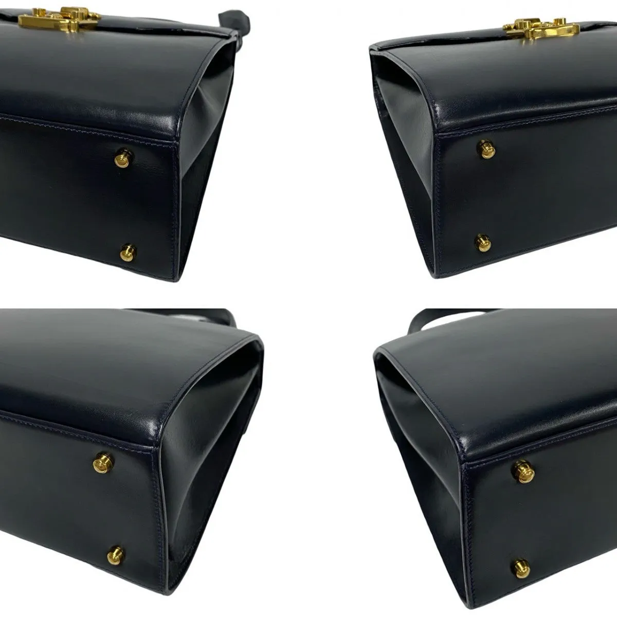 GUCCI Shoulder Bag leather Navy Ready lock