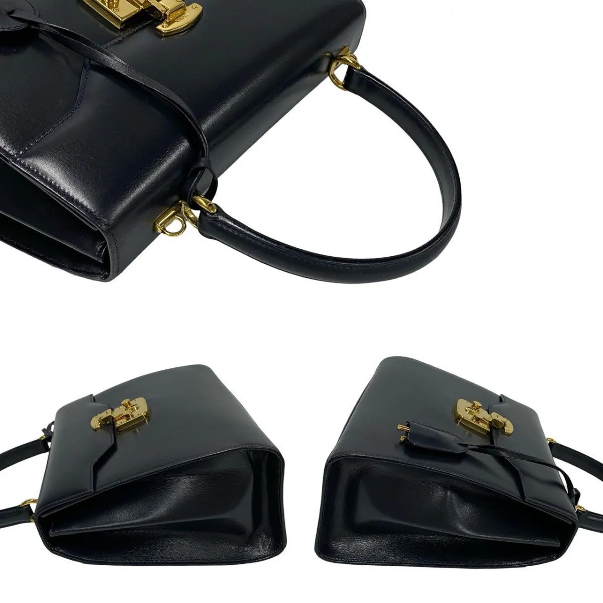 GUCCI Shoulder Bag leather Navy Ready lock