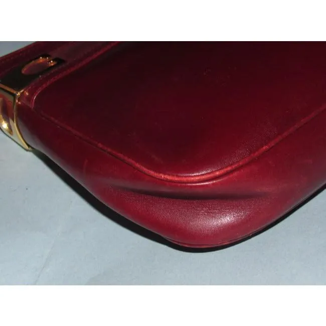 Gucci Supreme Shoulder Bucket With Gold Gg Accents On Top Burgundy Leather Hobo Bag