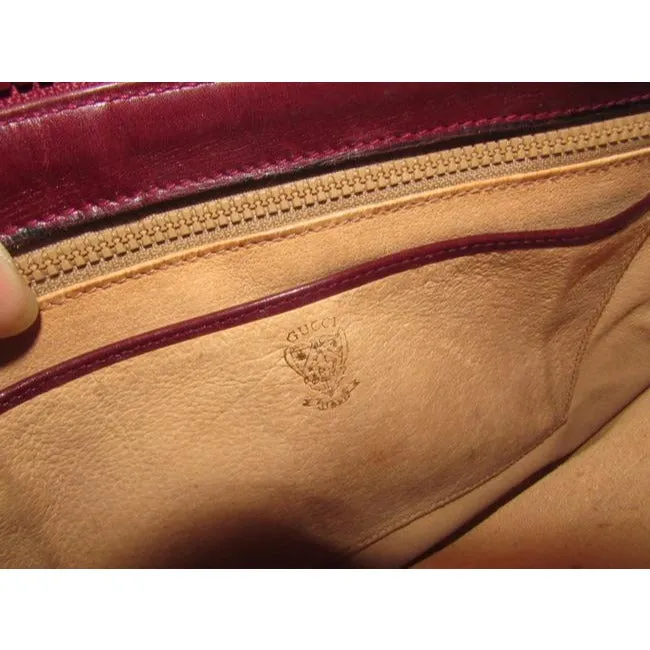 Gucci Supreme Shoulder Bucket With Gold Gg Accents On Top Burgundy Leather Hobo Bag