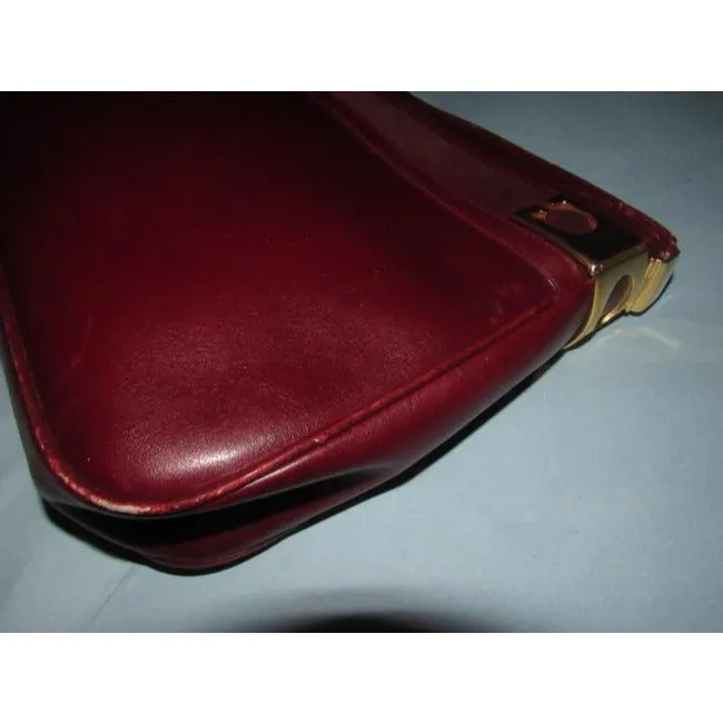 Gucci Supreme Shoulder Bucket With Gold Gg Accents On Top Burgundy Leather Hobo Bag