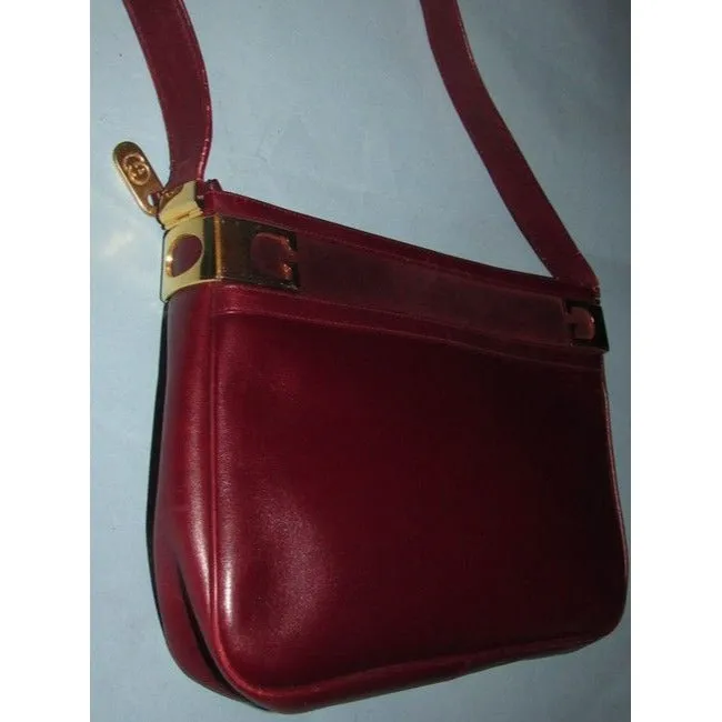 Gucci Supreme Shoulder Bucket With Gold Gg Accents On Top Burgundy Leather Hobo Bag
