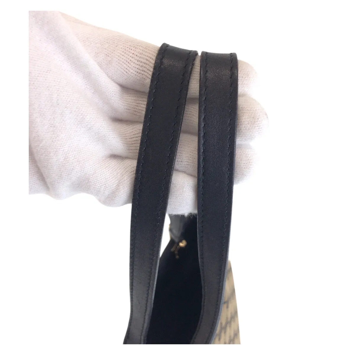GUCCI Tote Bag 002 1099 GG canvas, leather Beige Black Gold Metal Tote Bag Shoulder Bag Women Used