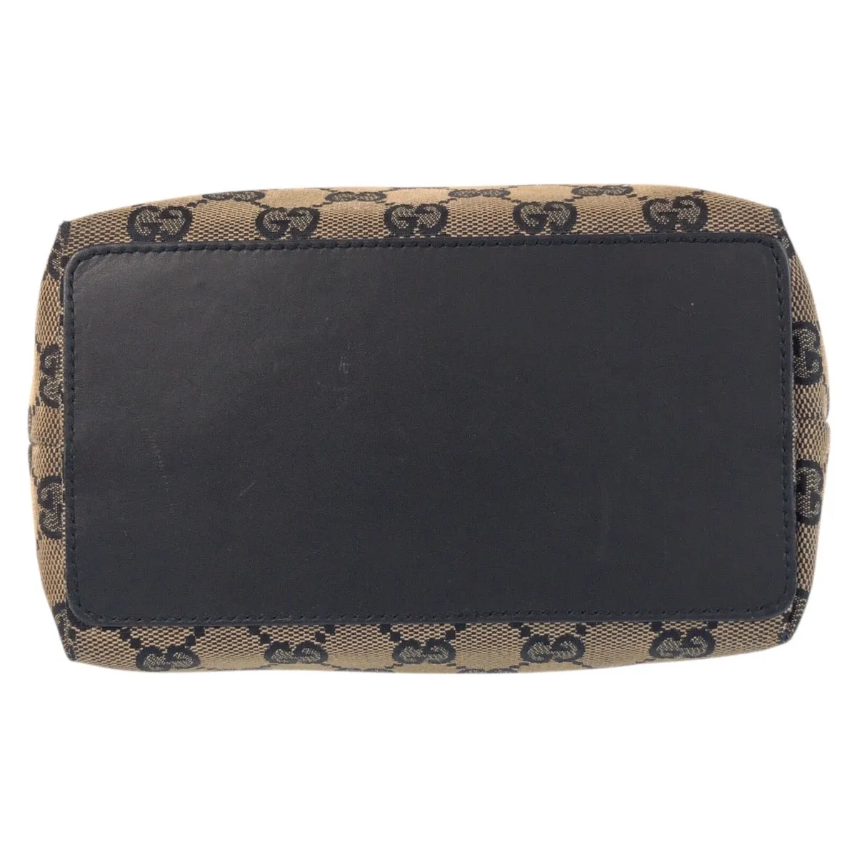 GUCCI Tote Bag 002 1099 GG canvas, leather Beige Black Gold Metal Tote Bag Shoulder Bag Women Used