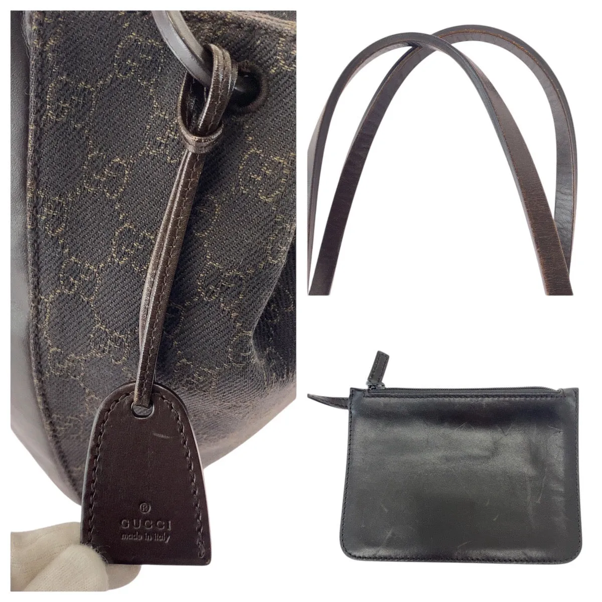 GUCCI Tote Bag 101919 GG canvas, leather Brown Tote Bag Shoulder Bag Women Used