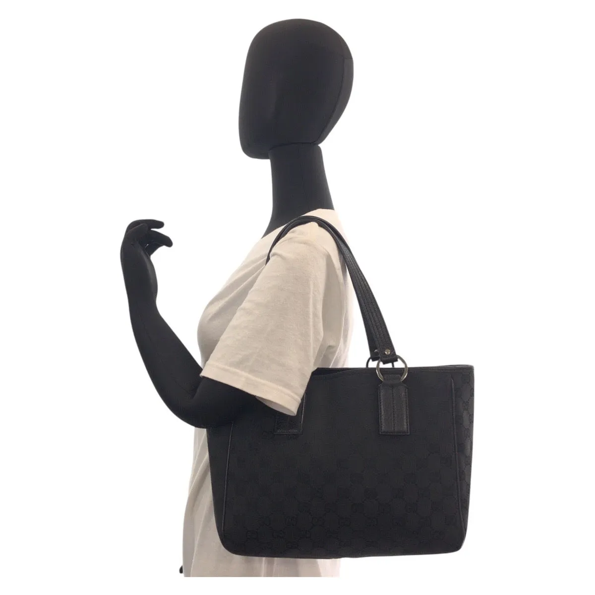GUCCI Tote Bag 113019 GG canvas, leather Black black Tote Bag Shoulder Bag Women Used