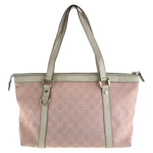 GUCCI Tote Bag 141470 GG canvas, leather Pink White Gold Metal Tote Bag Shoulder Bag Women Used