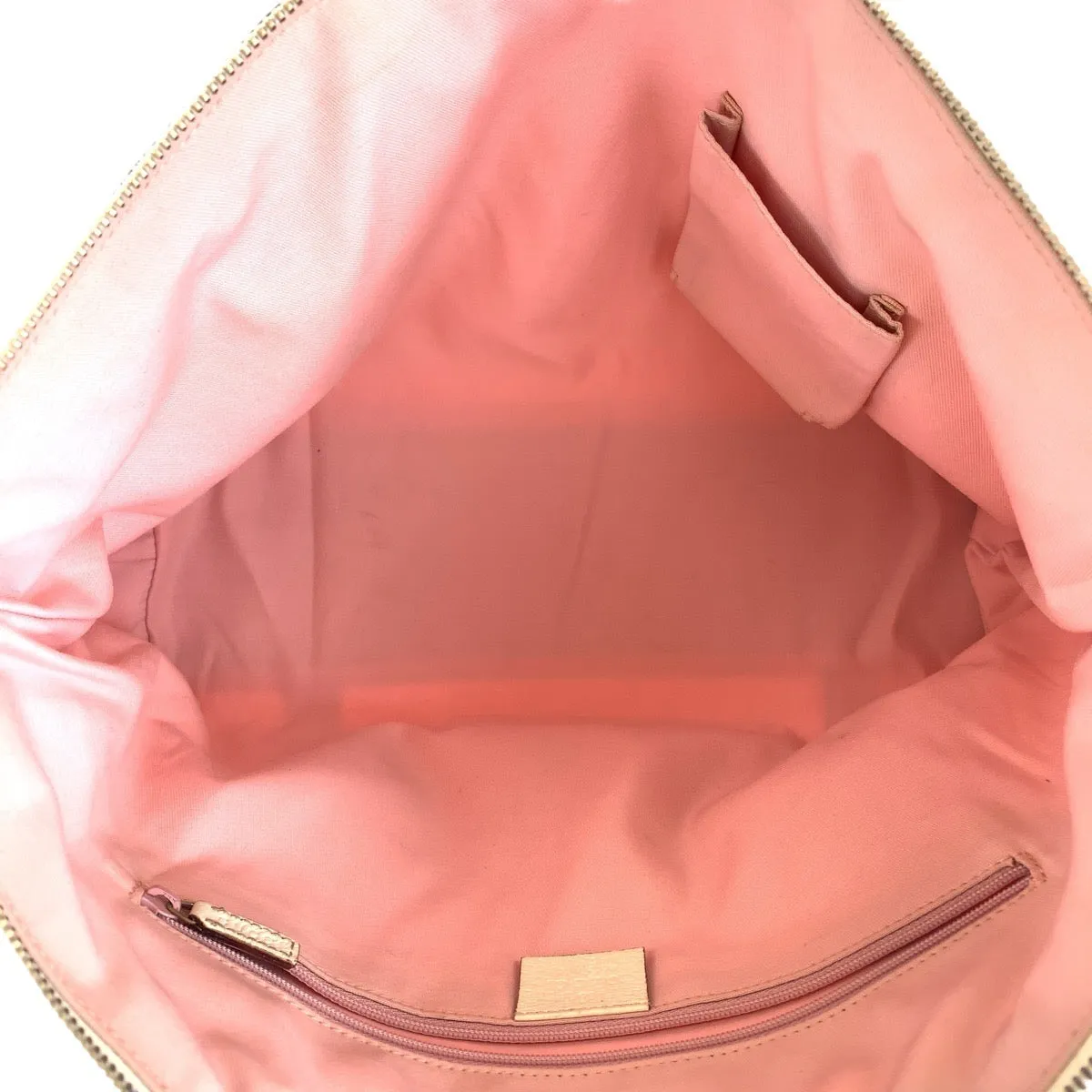 GUCCI Tote Bag 141470 GG canvas, leather Pink White Gold Metal Tote Bag Shoulder Bag Women Used