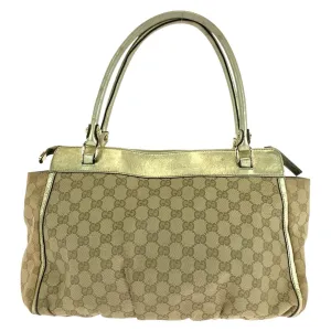 GUCCI Tote Bag 189831 GG canvas, leather Beige gold Tote Bag Shoulder Bag Abbey Women Used