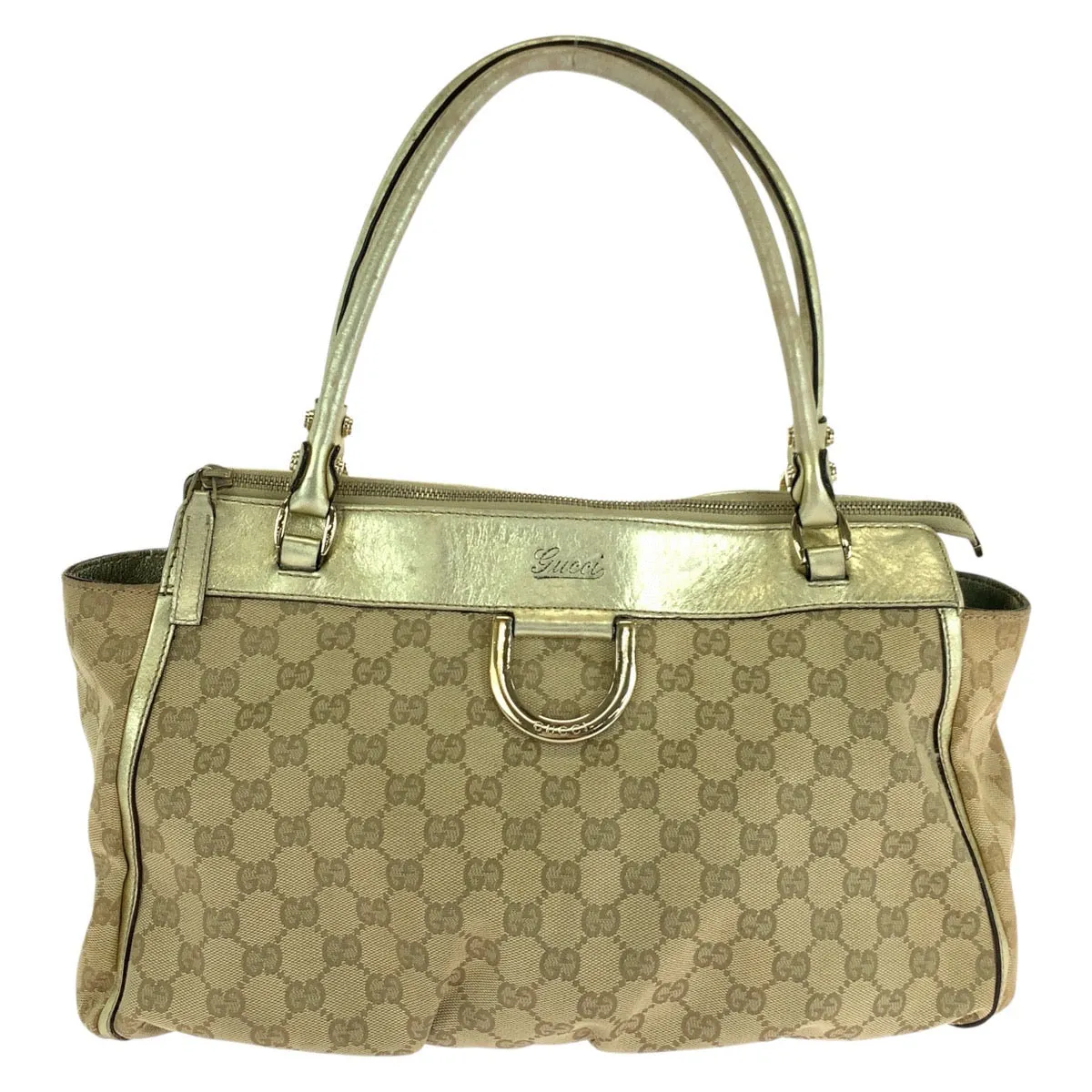 GUCCI Tote Bag 189831 GG canvas, leather Beige gold Tote Bag Shoulder Bag Abbey Women Used