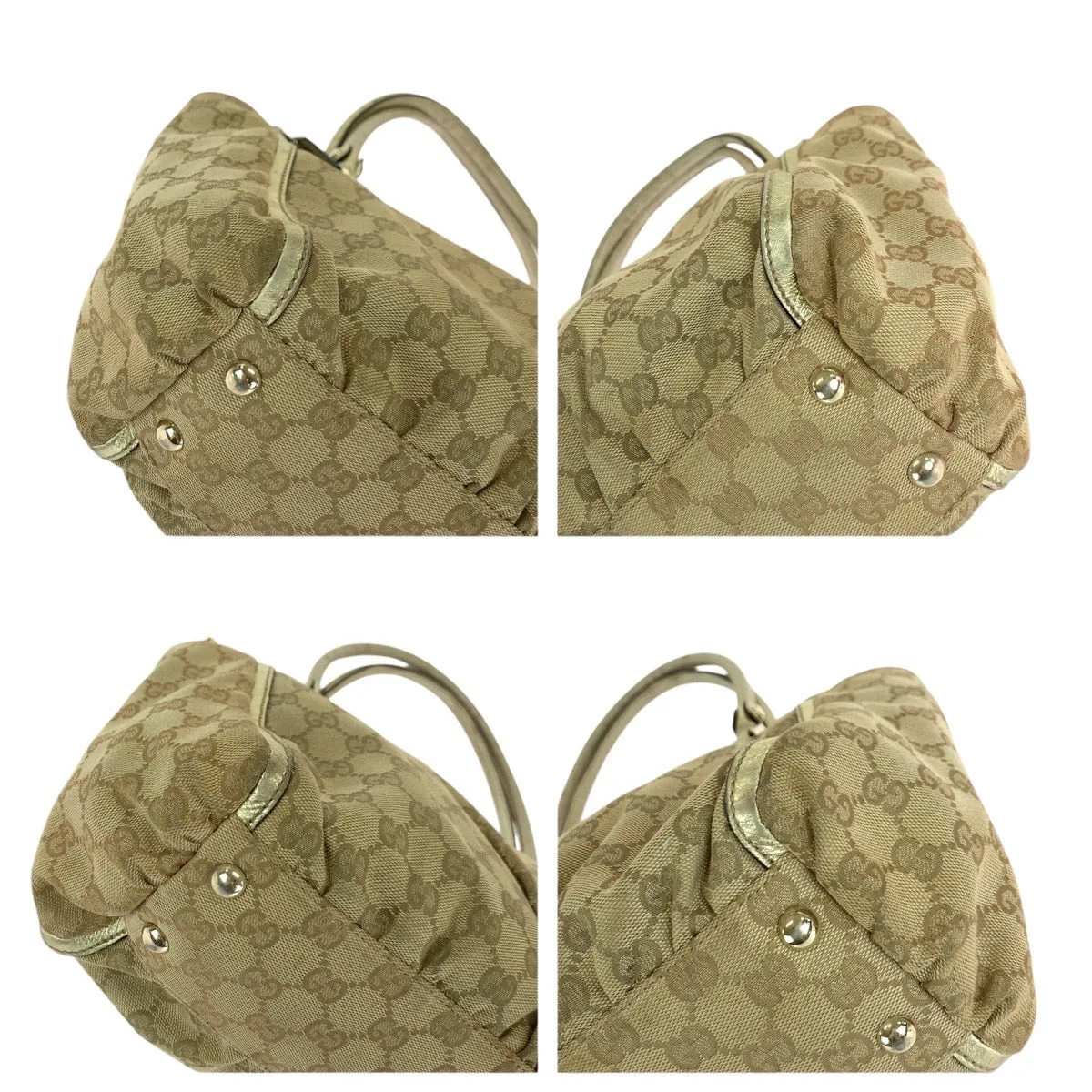GUCCI Tote Bag 189831 GG canvas, leather Beige gold Tote Bag Shoulder Bag Abbey Women Used