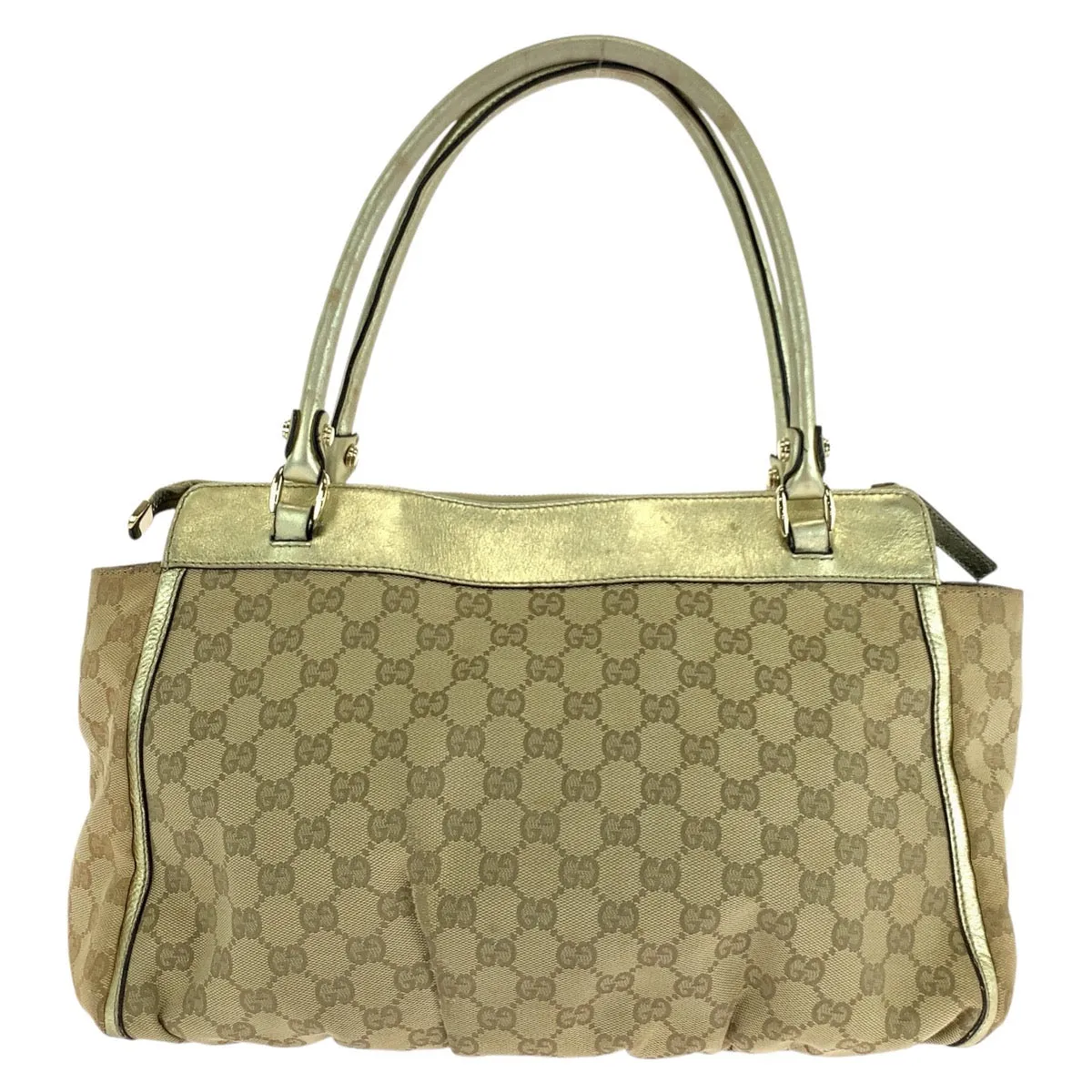 GUCCI Tote Bag 189831 GG canvas, leather Beige gold Tote Bag Shoulder Bag Abbey Women Used
