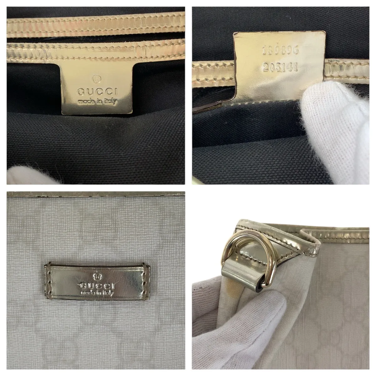 GUCCI Tote Bag 189896 GG Supreme canvas, enamel White gold Tote Bag Shoulder Bag Women Used