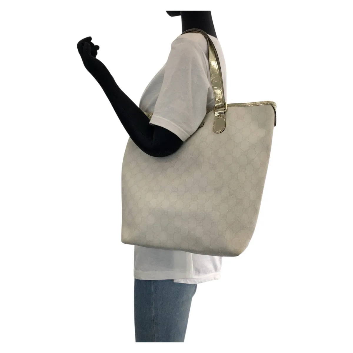 GUCCI Tote Bag 189896 GG Supreme canvas, enamel White gold Tote Bag Shoulder Bag Women Used