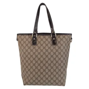 GUCCI Tote Bag 189896 GG Supreme canvas, leather Beige Brown Gold Metal Tote Bag Shoulder Bag Women Used