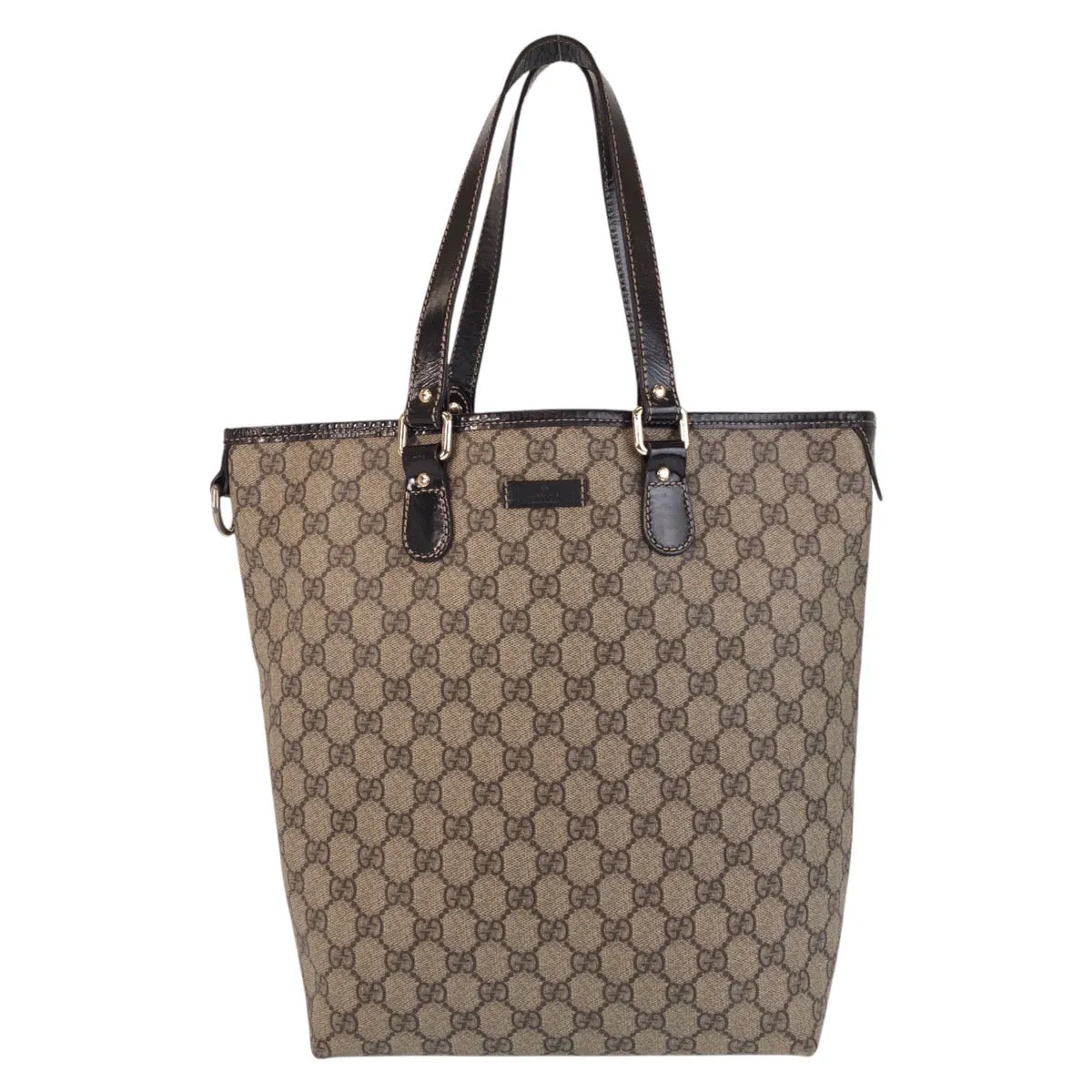 GUCCI Tote Bag 189896 GG Supreme canvas, leather Beige Brown Gold Metal Tote Bag Shoulder Bag Women Used