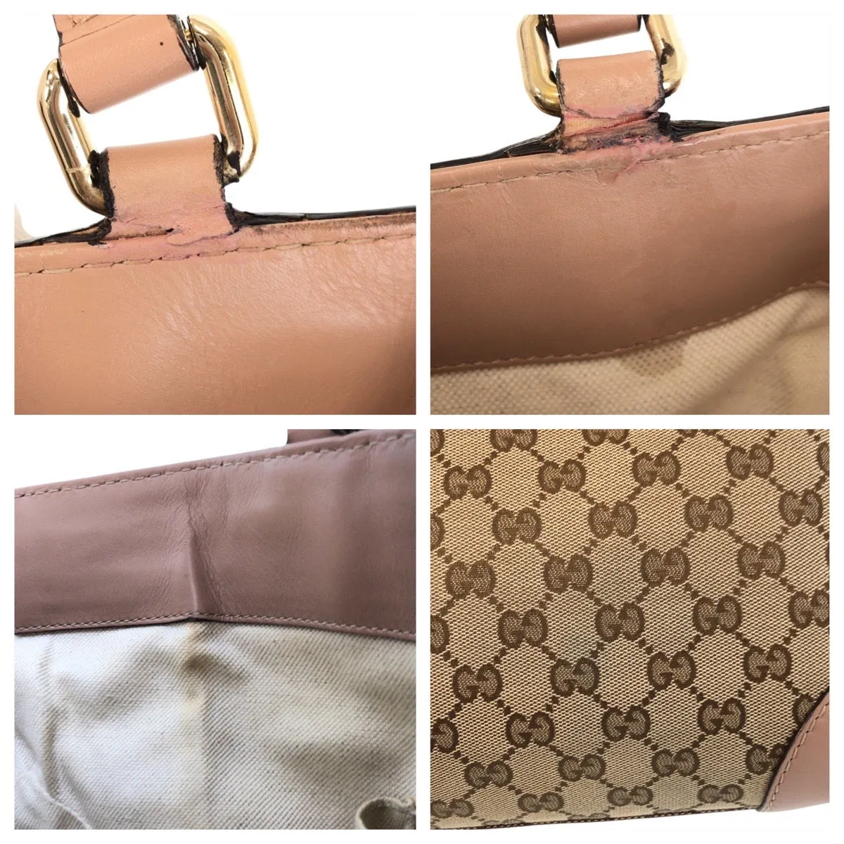 GUCCI Tote Bag 257061 GG canvas, leather beige Tote Bag Shoulder Bag Mayfair Women Used