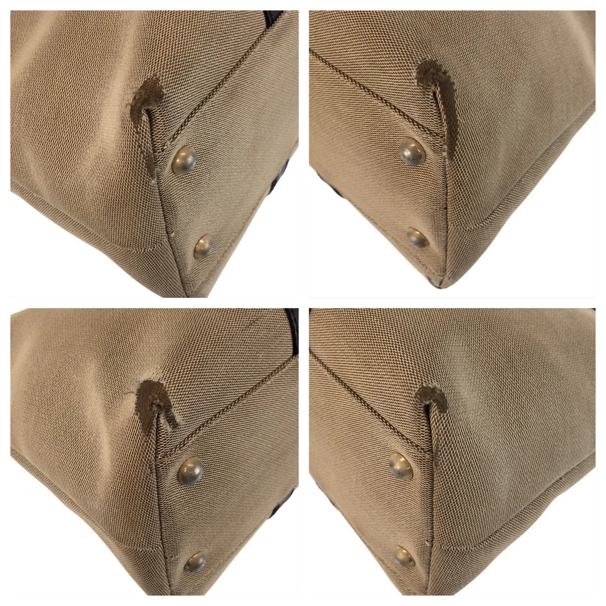 GUCCI Tote Bag 257302 Canvas, Leather Beige Brown Gold Metal Tote Bag Shoulder Bag Women Used