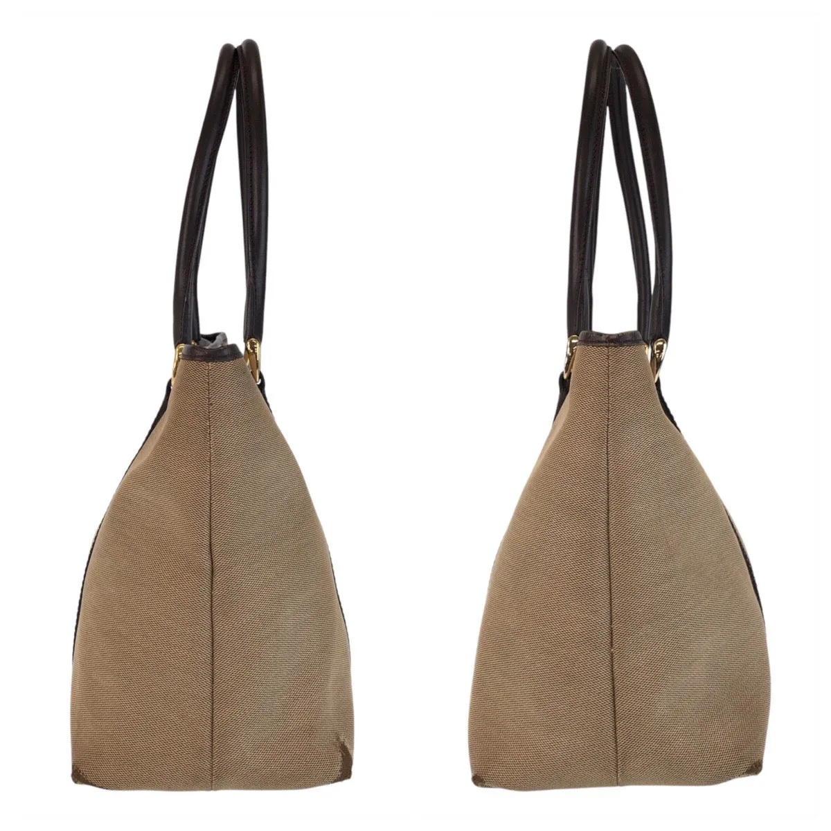 GUCCI Tote Bag 257302 Canvas, Leather Beige Brown Gold Metal Tote Bag Shoulder Bag Women Used