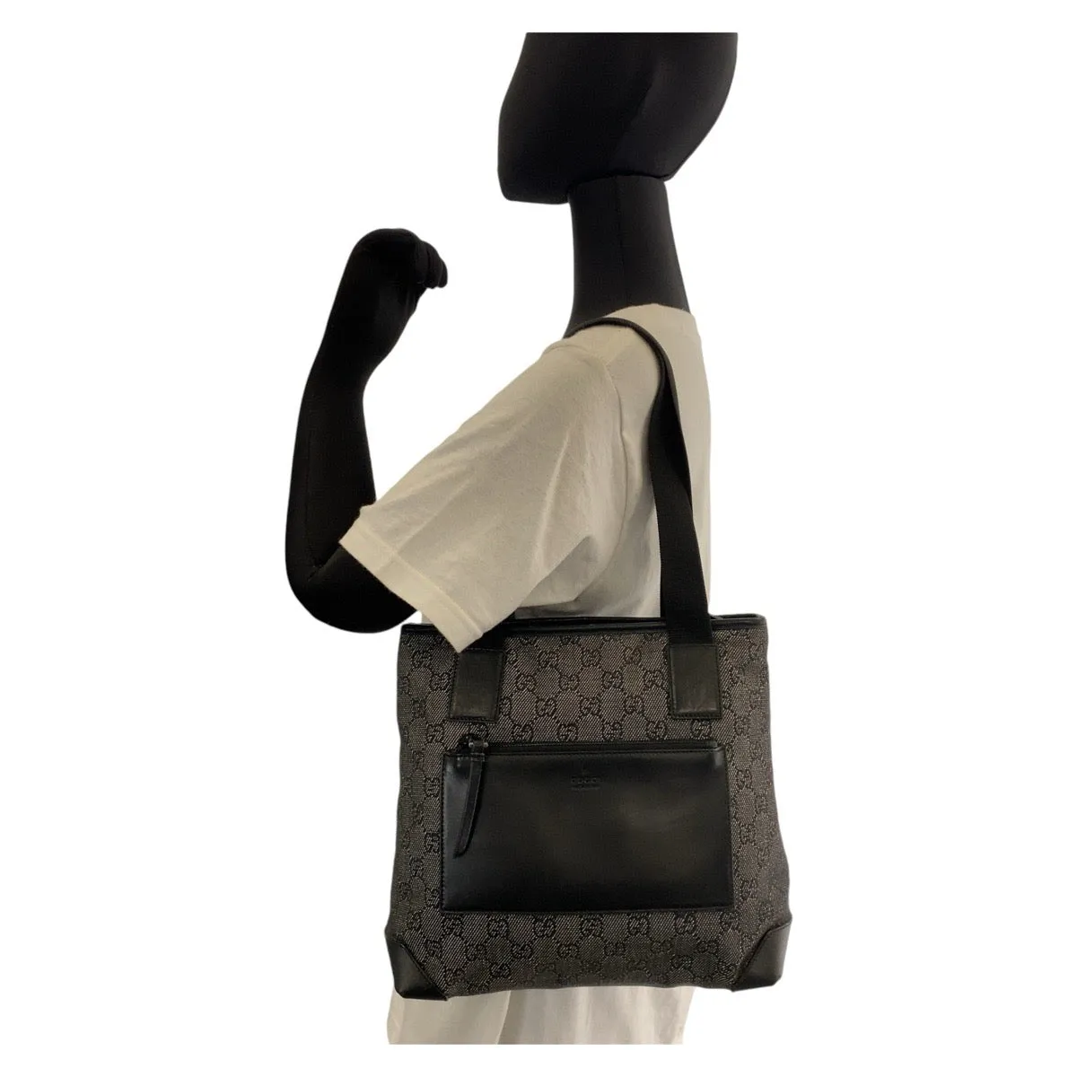 GUCCI Tote Bag 28893 GG canvas, leather Black black Tote Bag Shoulder Bag Women Used